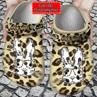 Easter Personalized Leopard Easter Bunny Glasses Clog Shoes - Monsterry UK