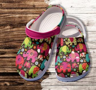 Elephant Baby Flower Croc Shoes Gift Grandaughter- Elephant Shoes Croc Clogs Gift Niece Birthday - Monsterry CA