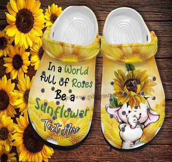 Elephant Baby Sunflower Cute Croc Shoes Customize - In A World Be Sunflower Shoes Croc Clogs Gift Women Mother Day - Monsterry DE