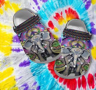 Elephant Boho Trippy Peace Croc Shoes - Hippie Peace Boho Erudite Shoes Croc Clogs Customize Gift Besties - Monsterry UK