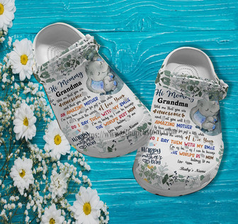 Elephant Grandma Letter Cuter Clog Shoes Gift Mother Day- Elephant Grandaughter Shoes Clog Clogs Customize Gift - Monsterry