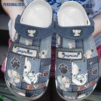 Elephant Mom Hug Son Jean Shoes Gift Wife Mother Day- Elephant Mom Jean Bag Shoes Croc Clogs Customize - Monsterry