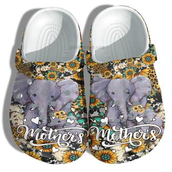 Elephant Mom Sunflower Leopard Croc Shoes Mother Day Gift- Elephant Daughter Mom Shoes For Wife - Monsterry AU