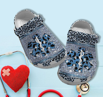 Ems Girl Worker Leopard Twinkle Blue Clog Shoes Gift Mother Day 2022- Ems Girl Shoes Clog Clogs Gift Team Worker - Monsterry