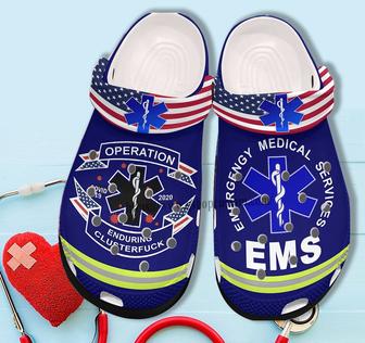 Ems Worker Shoes Gift Dad Father Day 2022 - Emergency Medical Services Shoes Croc Clogs For Grandpa - Monsterry DE