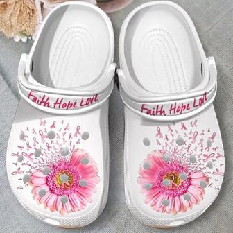 Faith Hope Love Breast Cancer Awareness Shoes Clogs Birthday Holiday Gifts - Monsterry
