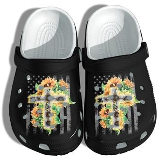 Faith Sunflower Hippie Custom Shoes Clogs - Sunflower Jesus God Shoes Clogs Gifts For Women - Monsterry DE