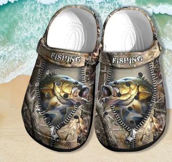Father Day 2022 Bass Fishing Camping Shoes Gift Men - Camo Jungle Fishing Shoes Croc Clogs Grandpa Gift - Monsterry DE