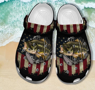 Father Day 2022 Fishing Clog Shoes Gift Men - Fishing America Usa Flag Shoes Clog Clogs For Dad Grandpa - Monsterry