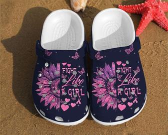 Fight Like A Girl Sunflower Cancer Breast Unisex Clog Shoes - Monsterry AU