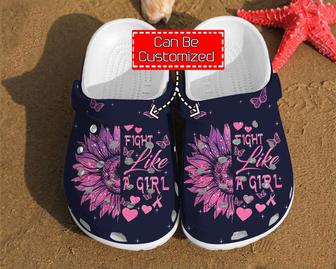 Fight Like A Girl Sunflower Cancer Breast Unisex Clog Shoes Sunflower - Monsterry DE
