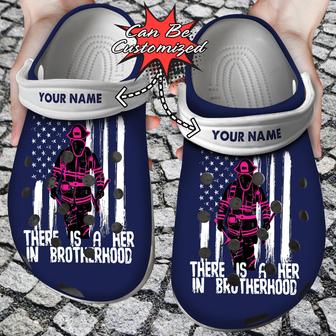 Firefighter Personalized There Is A Her In Brotherhood Clog Shoes - Monsterry CA