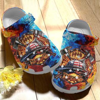 Firefighter Us Flag Custom Shoes Clogs Men Women - Firefighter America Shoes Clogs Gifts For Son Husband - Monsterry CA