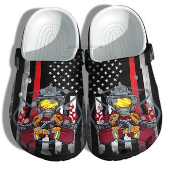 Firefighter Usa Flag Shoes - Firefighter Army Shoes Croc Clogs Gift Men Women Father Day - Monsterry
