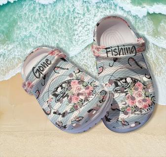 Fishing Flower Girl Croc Shoes Gift Mother Day Grandma- Hook Fishing Shoes Croc Clogs Gift Women - Monsterry CA