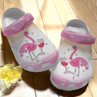 Flamingo And Wine Party Shoes Clogs Birthday Gift For Women Girl - Flamingo-Wn - Monsterry AU