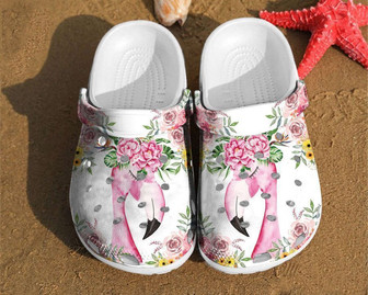 Flamingo Flower Watercolor Floral Gift For Lovers Clog Shoes - Monsterry