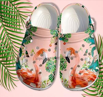 Flamingo Look Tropical Croc Shoes For Men Women- Flamingo Shoes Croc Clogs Gift Birthday Girl - Monsterry