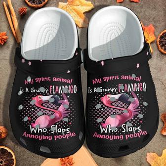 Flamingo My Spirit Animal Custom Shoes Clogs - Grumpy Flamingo Clog Birthday Gift For Girl - Monsterry AU