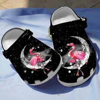 Flamingo On The Moon Shoes Clogs Gifts For Women Girls - Monsterry DE