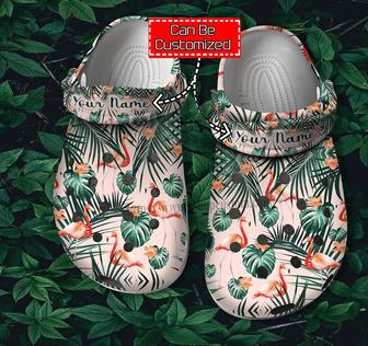 Flamingo Tropical Pattern Shoes Birthday Gifts Women Girl- Flamingo Summer Beach Shoes Croc Clogs Customize - Monsterry