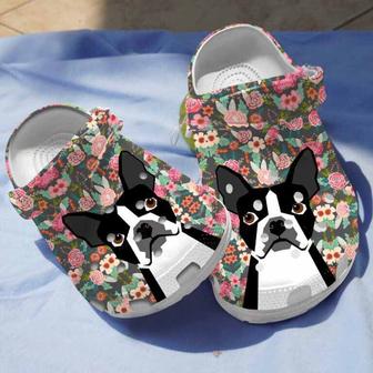 Floral Robot Boston Terriers Dog Clogs Shoes Birthday Gifts For Girls - Monsterry UK