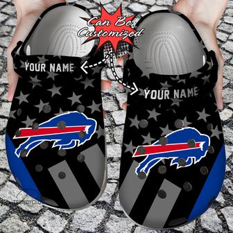Football Personalized Bbills Star Flag Clog Shoes - Monsterry