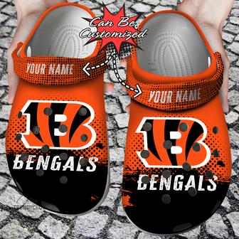Football Personalized Cbengals Half Tone Drip Flannel Clog Shoes - Monsterry UK
