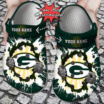 Football Personalized Gpackers Hands Ripping Light Clog Shoes - Monsterry DE