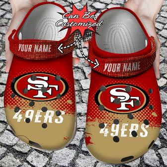 Football Personalized Sf49 Half Tone Drip Flannel Clog Shoes - Monsterry CA