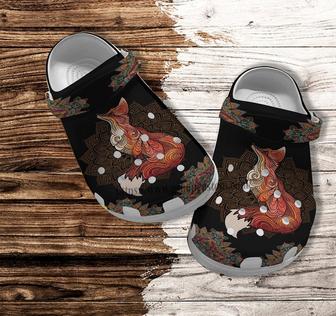 Fox Boho Art Croc Shoes Gift Grandma- Fox Girl Lover Shoes Croc Clogs Customize Gift Birthday - Monsterry DE