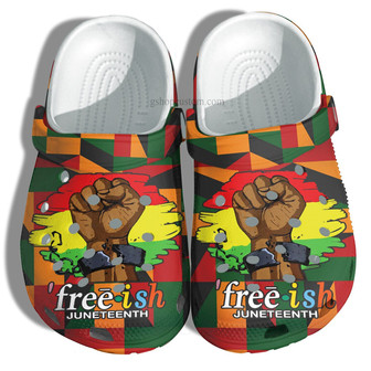 Freeish Juneteenth Africa Culture Shoes Gift Black Girl - America Free-Ish Juneteenth Shoes Clog Clogs - Monsterry