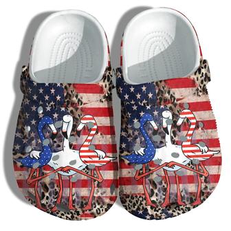 Friendship Flamingo America Flag Shoes Gift Women - Leopard Among Us Friends 4Th Of July Shoes Birthday Gift | Favorety