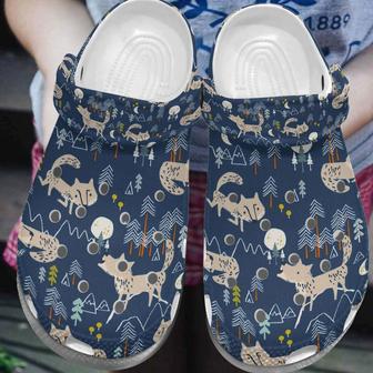 Funny Wolf In The Forest Shoes Clogs Gifts - Monsterry