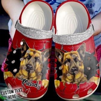German Shepherd Personalized Crack Wall Clog Shoes - Monsterry