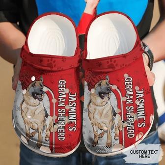 German Shepherd Personalized Gm Red Clog Shoes - Monsterry