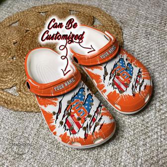 Giants Personalized Sf Giants Baseball Ripped American Flag Clog Shoes | Favorety AU