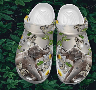 Gift Grandma Shoes Elephant Daisy Butterfly Shoes - Elephant Lover Clog Clogs Shoes Gift Mother Day 2022 - Monsterry