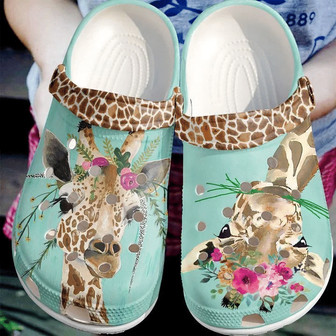 Giraffe Floral Clog Shoes - Monsterry