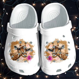 Giraffe Girl Flower Shoes Clogs - Cute Lover Beach Shoes - Monsterry