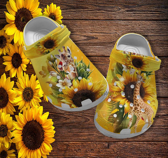 Giraffe Sunflower Faith Clog Shoes Gift Niece- Giraffe Girl Sunflower Shoes Clog Clogs Customize Gift Women - Monsterry