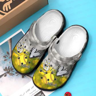 Girl Love Peace Softball Bekind Clogs Shoes Gift For Softball Players - Monsterry AU