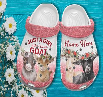 Goats Flower Twinkle Pink Croc Shoes Daughter- Just A Girl Love Goats Shoes Croc Clogs Birthday Gift - Monsterry