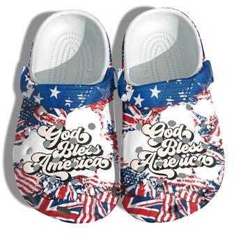 God Bless America 4Th Of July Shoes Gift Women - Vintage England Uk Love Usa Proud America Flag Shoes Birthday Gift - Monsterry UK