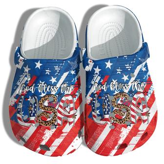 God Bless The Usa 4Th Of July Shoes Gift Women - Leopard Peace Love Us Proud America Flag Shoes Birthday Gift - Monsterry AU