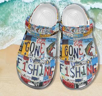 Gone Fishing Sticker Croc Shoes Gift Men Women- Fishing Sticker Shoes Croc Clogs - Monsterry AU