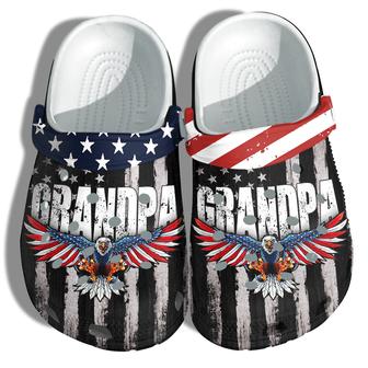 Grandpa Eagle Hawk 4Th Of July Shoes Military Father Day- Thank You Veteran America Flag Shoes Birthday Gift - Monsterry CA