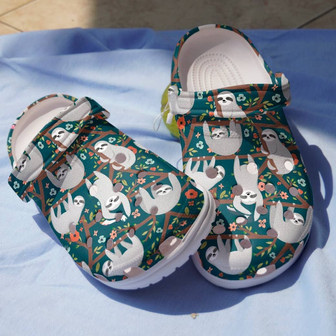Gray Sloths On Tree Cartoon Shoes Clogbland Clogs Gift - Monsterry