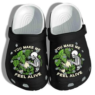 Green Plant Skull Tattoo Clog Shoesshoes You Make Me Feel Alive Clog Shoesclog Birthday Gift For Men Women - Monsterry UK