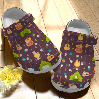 Guitar Make Camping Fun Clogs Shoes For Women Girl - Monsterry